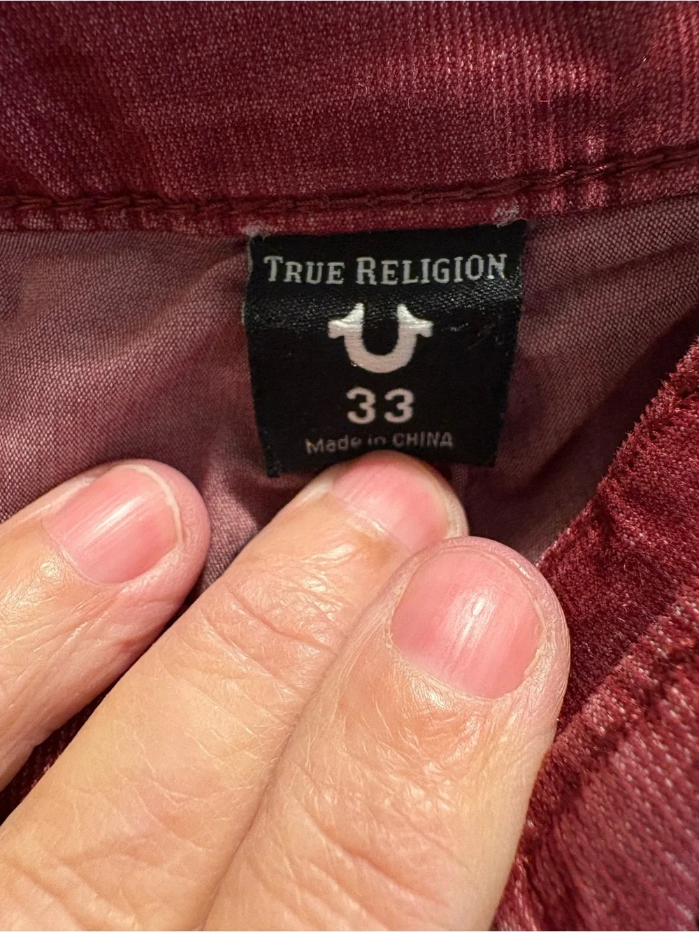 True Religion “Ricky” Men's Burnt Red Micro Corduroy Casual Pants - 33
